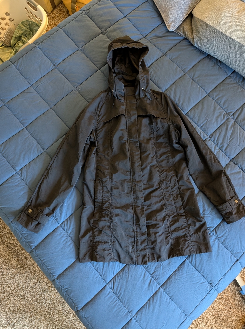 Eddie Bauer Navy Hooded Nylon Shell Jacket Women's Size Large